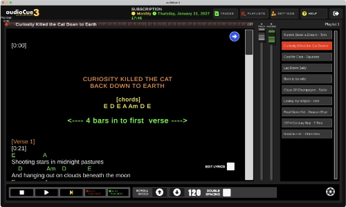 audioCue live performance setup